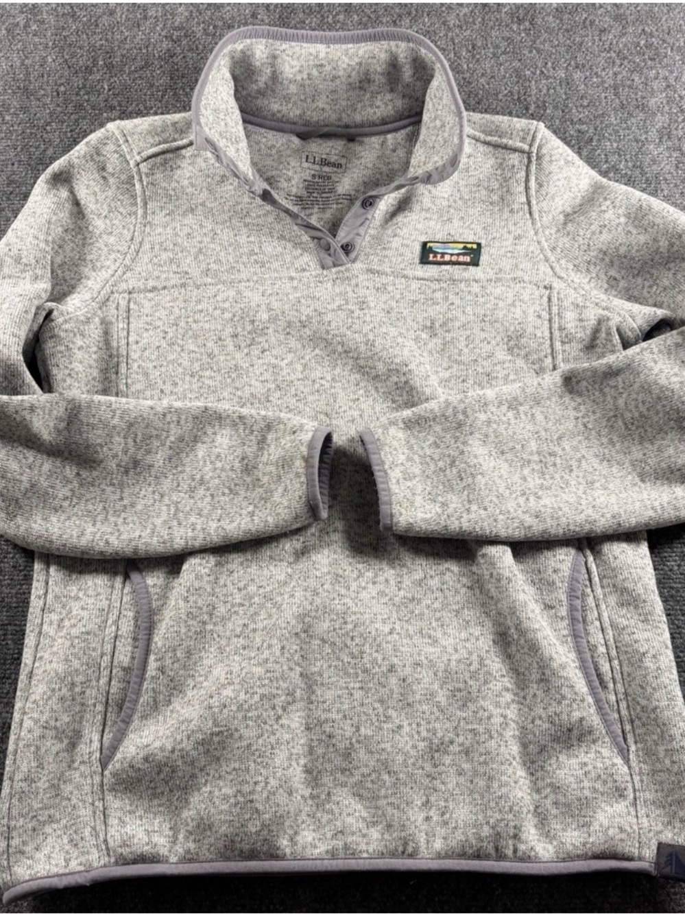 L.L. Bean Light Heather Gray Quarter-Snap Fleece Pullover